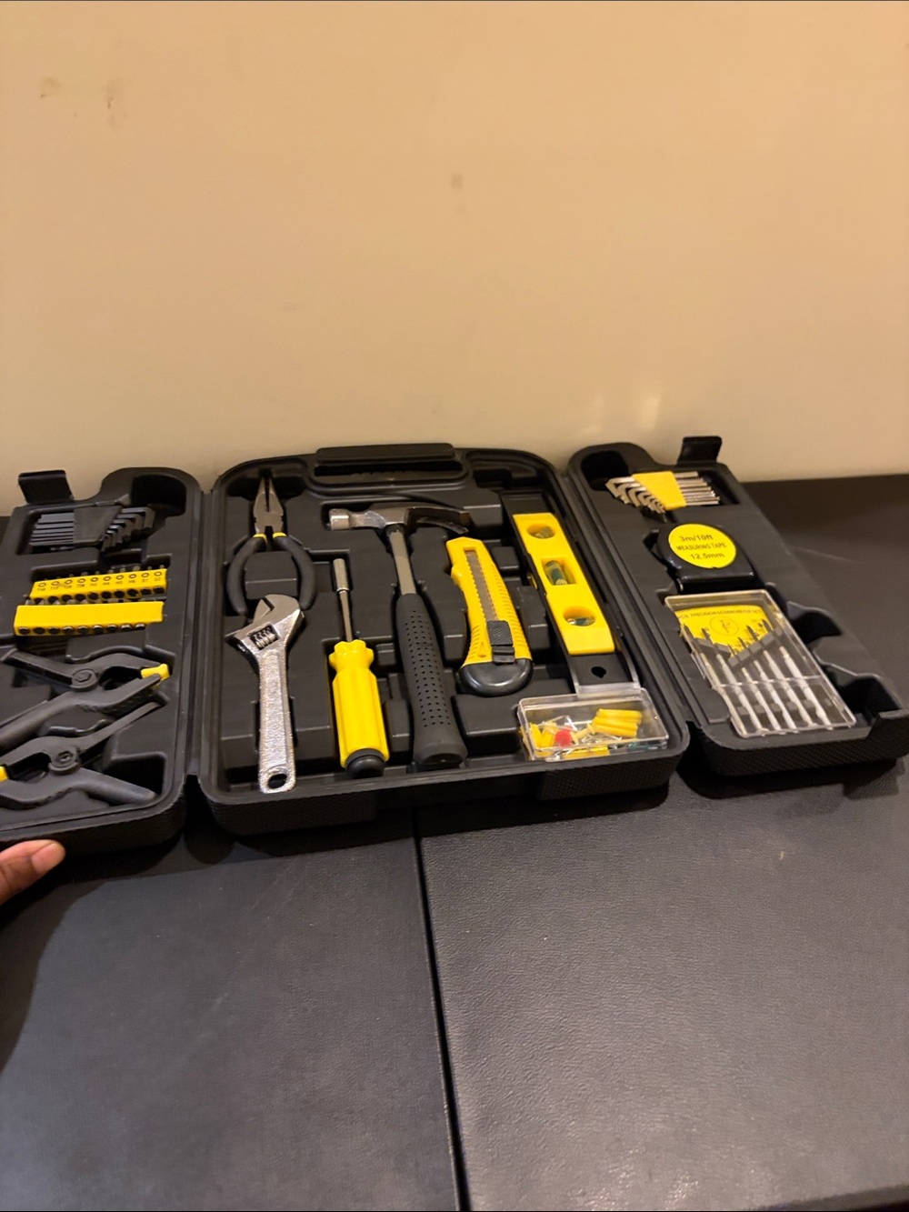 Compact Black and Yellow Tool Kit Case - Home Storage & Organization